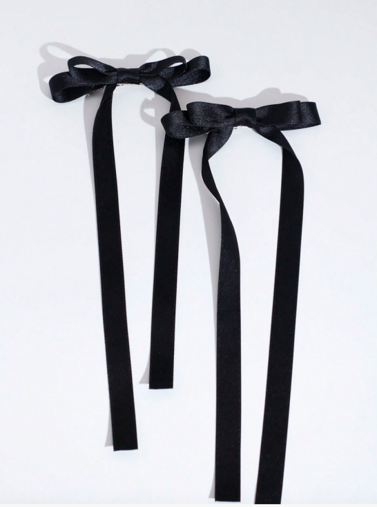 fekete masnis hajcsatok, elegáns hajcsatok, kislány hajdísz, szatén hajcsatok, hajcsat kislányoknak, alkalmi hajkiegészítő