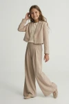 Elegáns kislány szett Emi bézs színben, főnézet, ünnepi kislány ruha, ZOYA Fashion