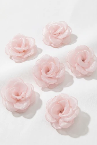 6 darabos rózsaszín organza hajcsat szett