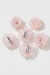 6 darabos rózsaszín organza hajcsat szett, oldalnézet, ünnepi kislány ruha, ZOYA Fashion