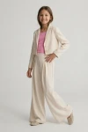 Elegáns kislány szett Emi világos bézs színben, oldalnézet, ünnepi kislány ruha, ZOYA Fashion