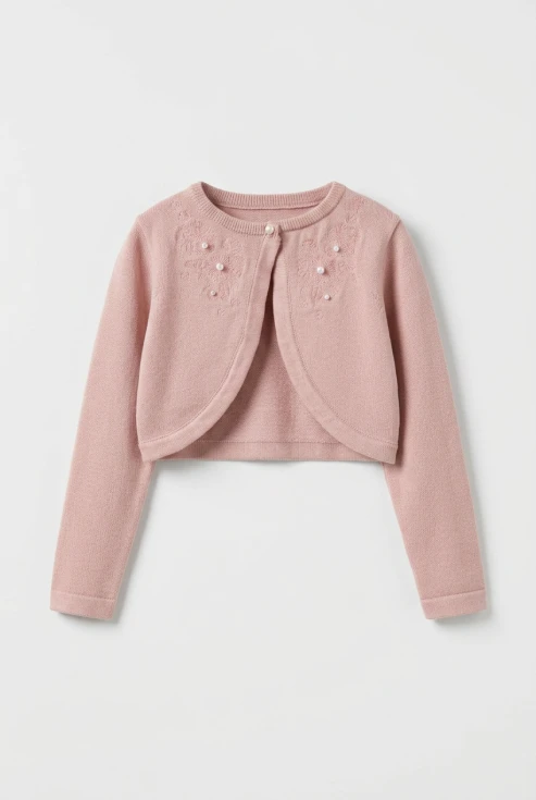 Gyerek bolero Ada rózsaszín színben, főnézet, ünnepi kislány ruha, ZOYA Fashion